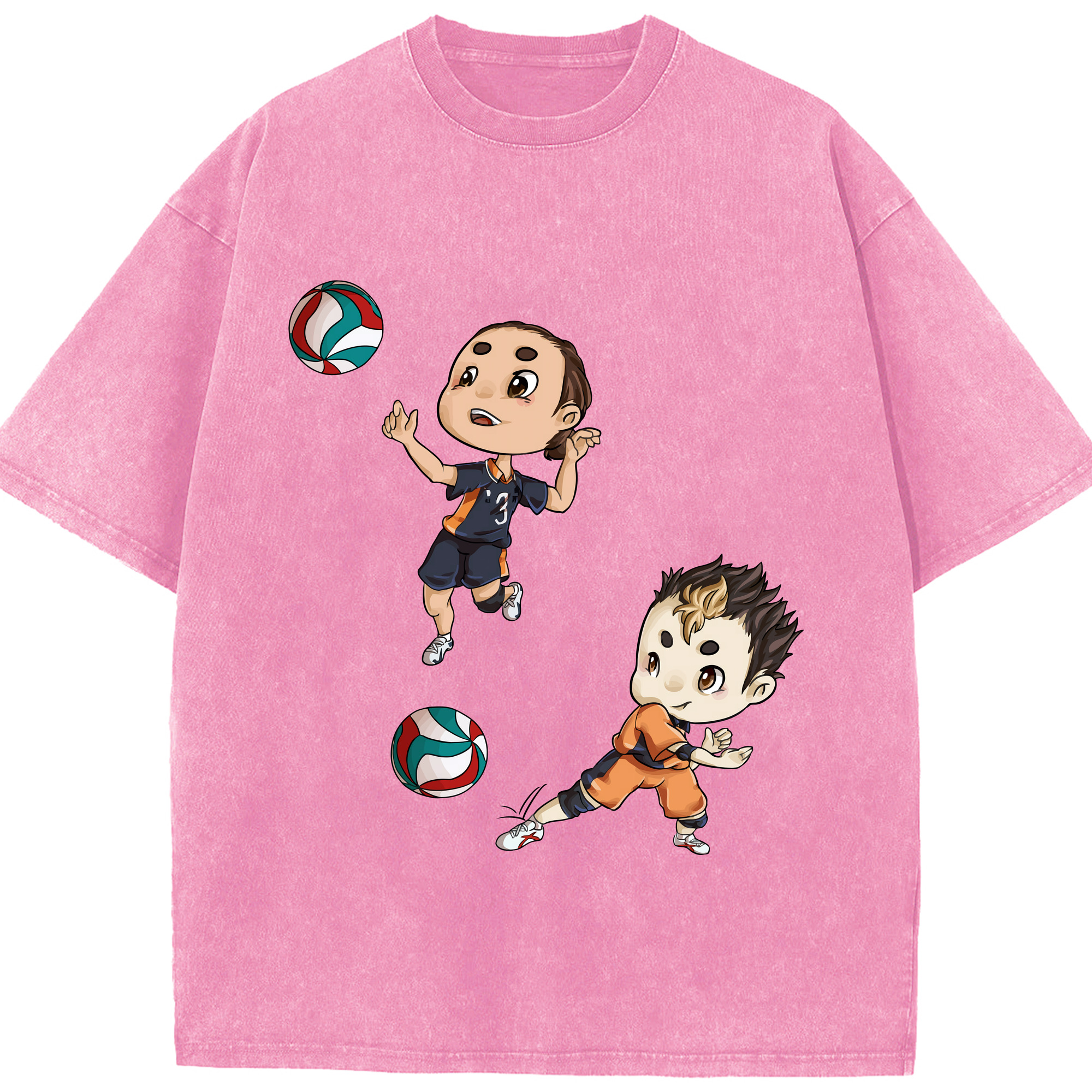 （画像用） ハイキュー!! Haikyu!! 綿100% ヴィンテージ風 半袖Tシャツ（フロントプリント）